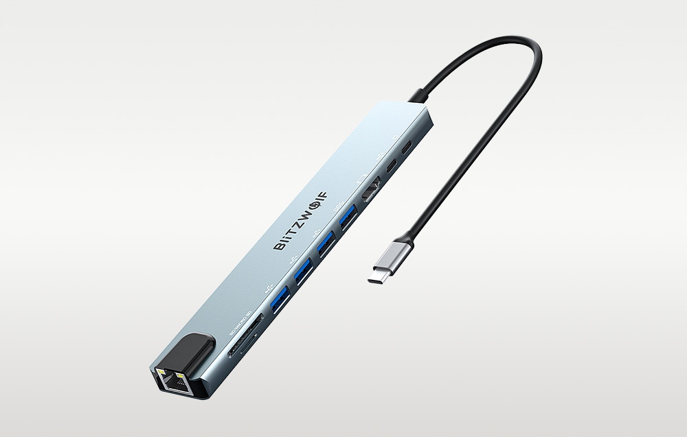 BlitzWolf Įkrovimo stotelė šakotuvas adapteris 10w1 USBC PD 100 W 4x USB Sd Rj45 belsilt BlitzWolf Įkrovimo stotelė šakotuvas adapteris 10w1 USB C PD 100 W 4x USB Sd Rj45