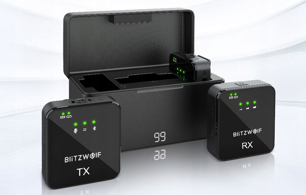 BlitzWolf mikrofonas belaidis Bwsx63 1000mah Perdavimas 24g belsilt BlitzWolf mikrofonas belaidis Bw sx63 1000mah Perdavimas 24g