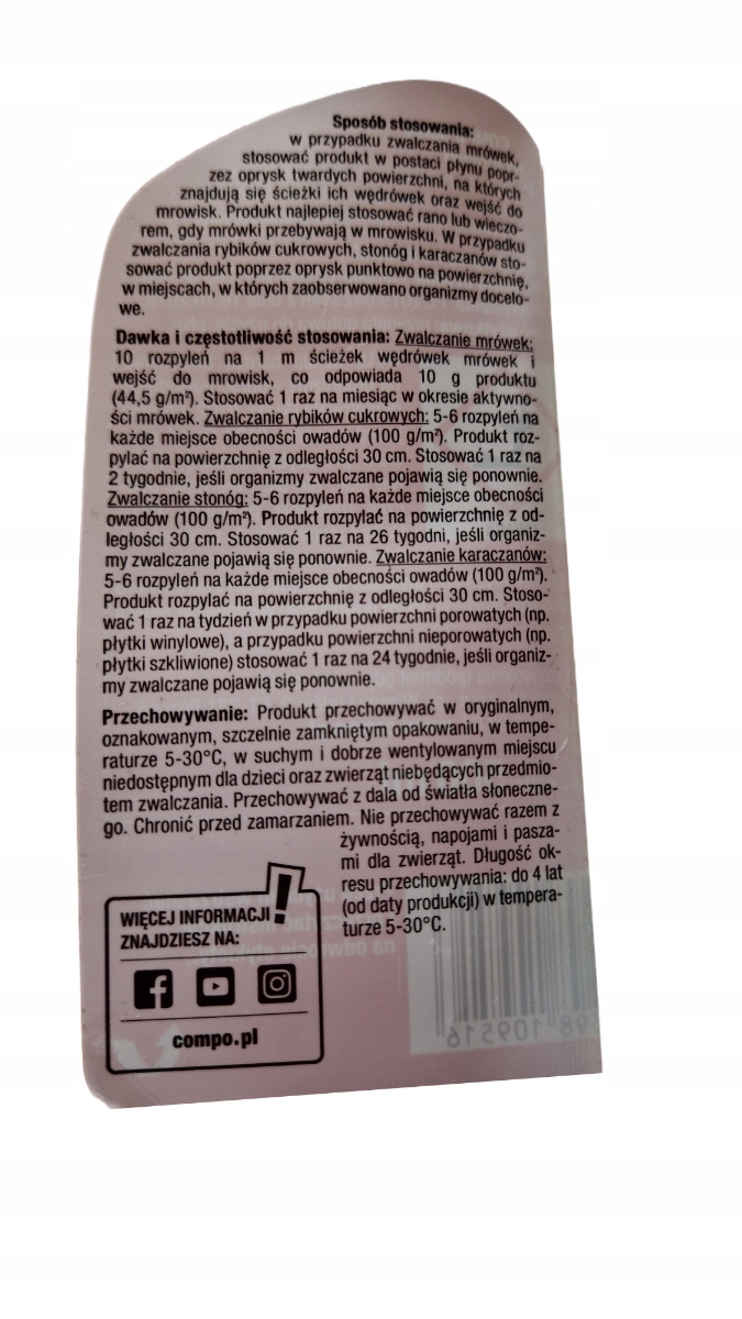 COMPO purškalas nuo cukrinukų, skruzdėlių ir ropojančių vabzdžių, 500 ml
