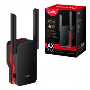 Cudy RE3000 WiFi 6 AX3000 signalo stiprintuvas su LAN ir WPS juodas