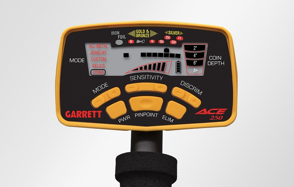Detektorius Metalu Detektorius Metali Garrett Ace 250 Ritė 6,5x9″ Diskriminacija