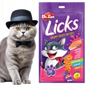 Dr Zoo Licks lašišos kremas katėms, 4 x 15 g