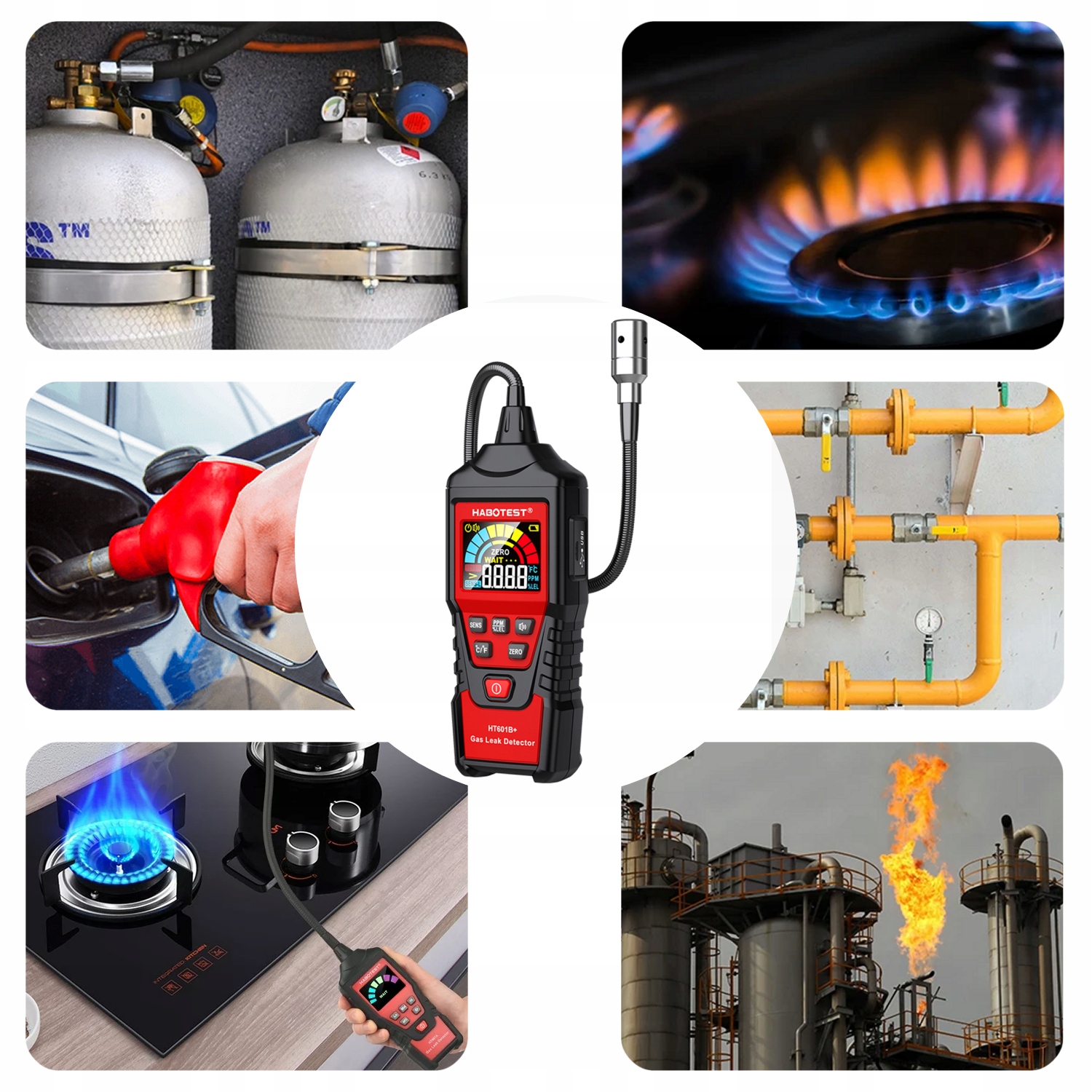 Dujų koncentracijos matuoklis nuotėkio detektorius LCD Ppm Alarm propanas butanas gamtinės dujos