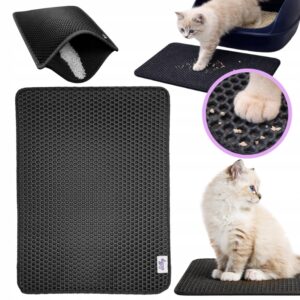 Dvisluoksnis kilimėlis prie kačių tualeto 45 × 60 cm, atsparus vandeniui ir su korio struktūra – SILKY
