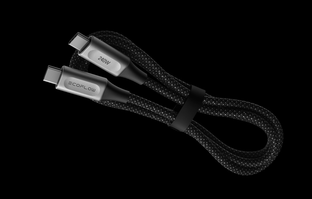 EcoFlow Rapid Pro USBCUSBC kabelis 240 W 18 m belsilt EcoFlow Rapid Pro USB CUSB C kabelis 240 W 18 m
