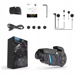 Ejeas K1 Interkomas su Motocikliniu vaizdo registratoriumi 2K IP67 BT51 max 1000M