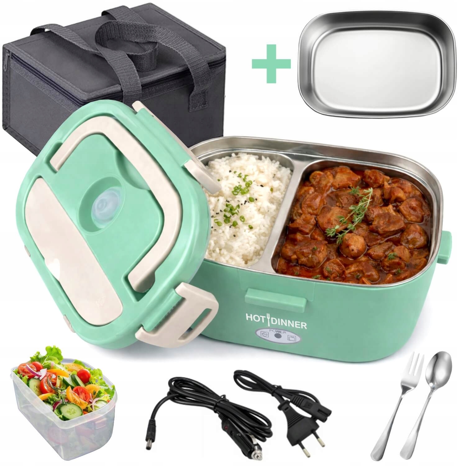 Elektrinė pietų dėžutė Hot Dinner 15 l 60 W 1224230 V su terminiu krepšiu su stalo įrankiais belsilt Elektrinė pietų dėžutė Hot Dinner 15 l 60 W 1224230 V su terminiu krepšiu su stalo įrankiais