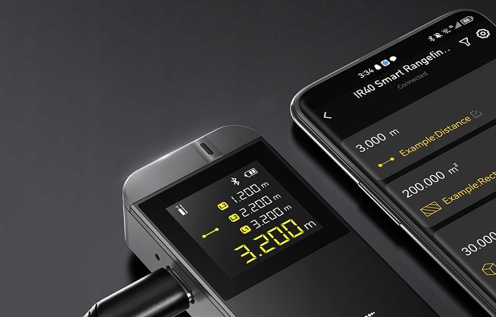 FNIRSI IR40 tolimatis lazerinis 40m matuoklis Bluetooth programėlė belsilt FNIRSI IR40 tolimatis lazerinis 40m matuoklis Bluetooth programėlė