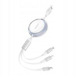 Foneng X113 3 viename USB A kabelis su USB C Micro USB ir Lightning jungtimis 11 m baltas