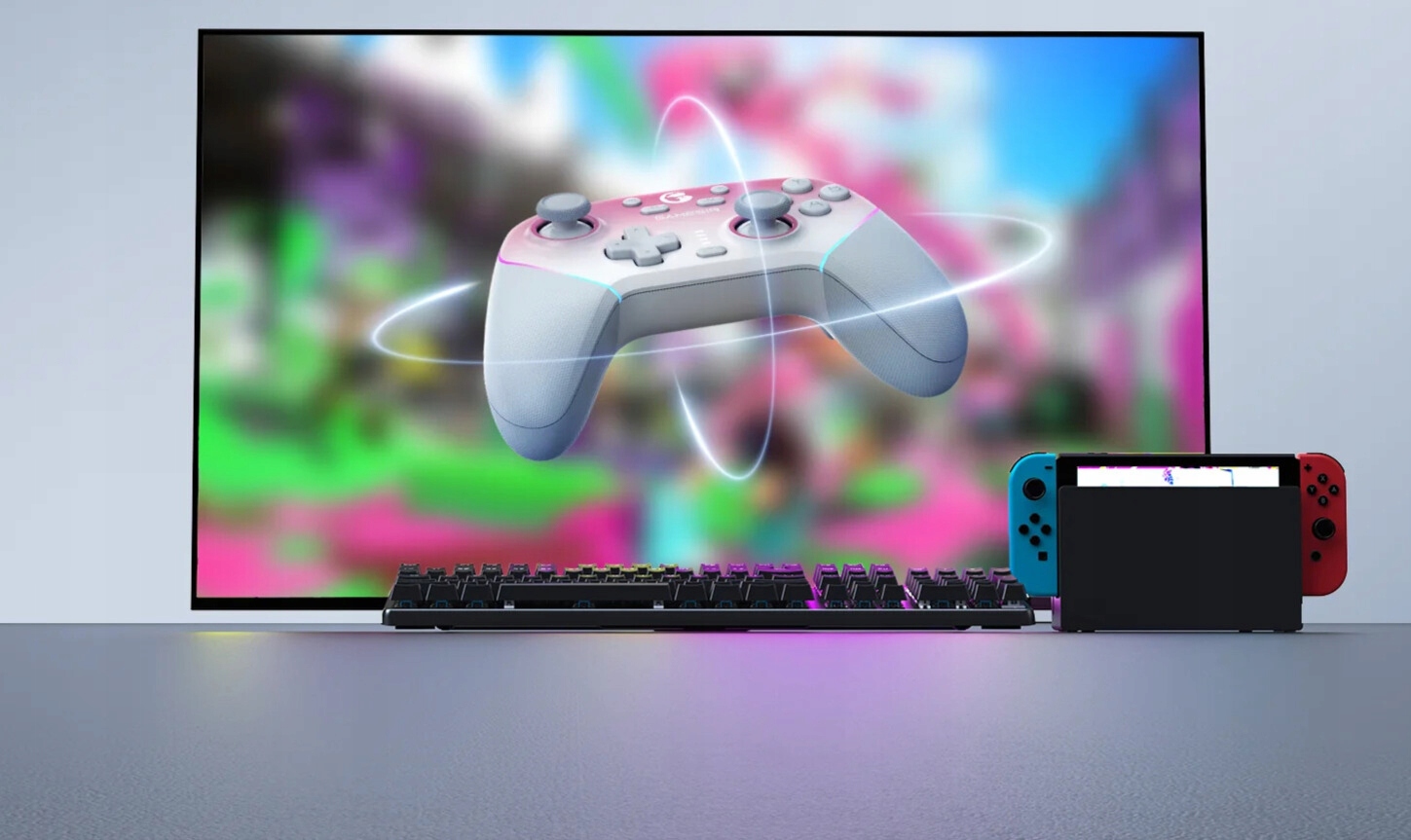 Gamepad valdiklis skirta žaidimų Gamesir Super Nova rožinis PC / iOS / Switch BT USB