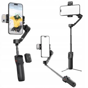 Hohem iSteady V3 telefono stabilizatorius su LED šviesa pulteliu ir asmenukių lazda