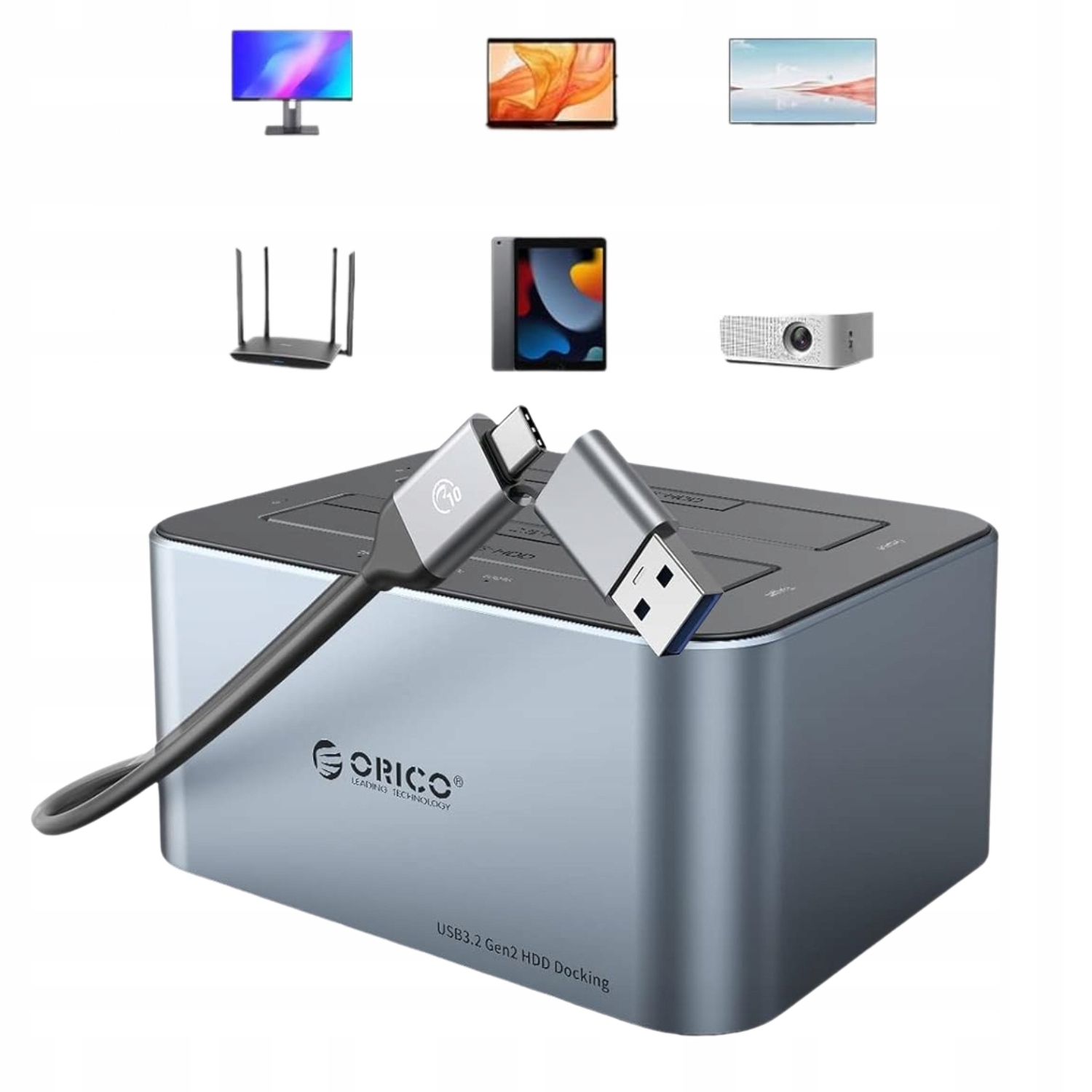 Įkrovimo stotelė ant 2 diskai 25 35 Sata HDD SSD 44TB Orico belsilt Įkrovimo stotelė ant 2 diskai 25 35 Sata HDD SSD 44TB Orico