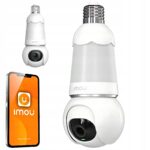IMOU besisukanti kamera IP lemputė lauko Wi Fi 2w1 Bulb Cam 5mp Stebėjimas