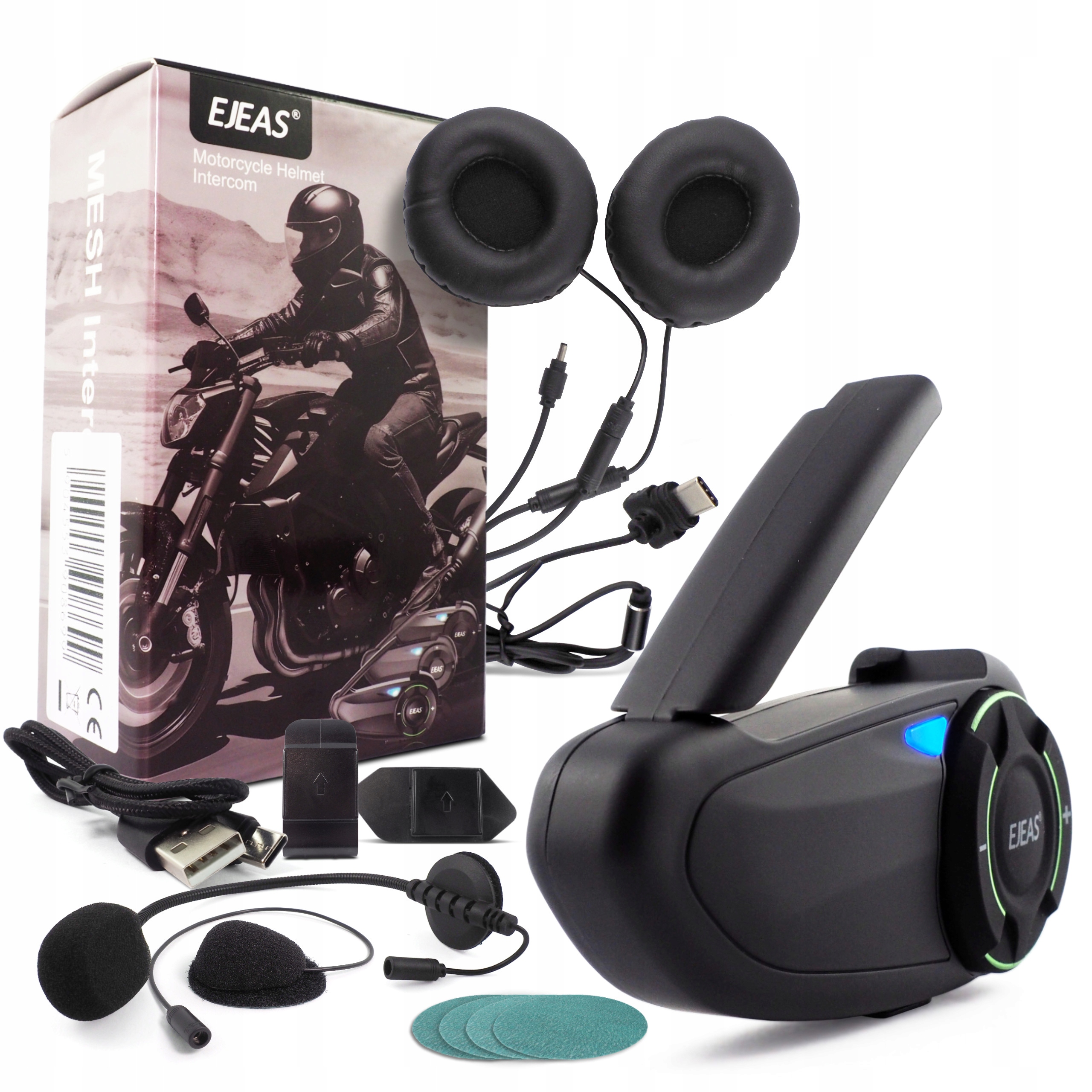 Interkomas motociklo Ejeas Q8 USBC Bluetooth programėlė Radio FM belsilt Interkomas motociklo Ejeas Q8 USB C Bluetooth programėlė Radio FM