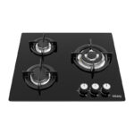 Iseasy plokštė Dujinė skirta Įmontavimo 3 Degikliai 7.75kw NG Lpg Stiklas juoda 60cm