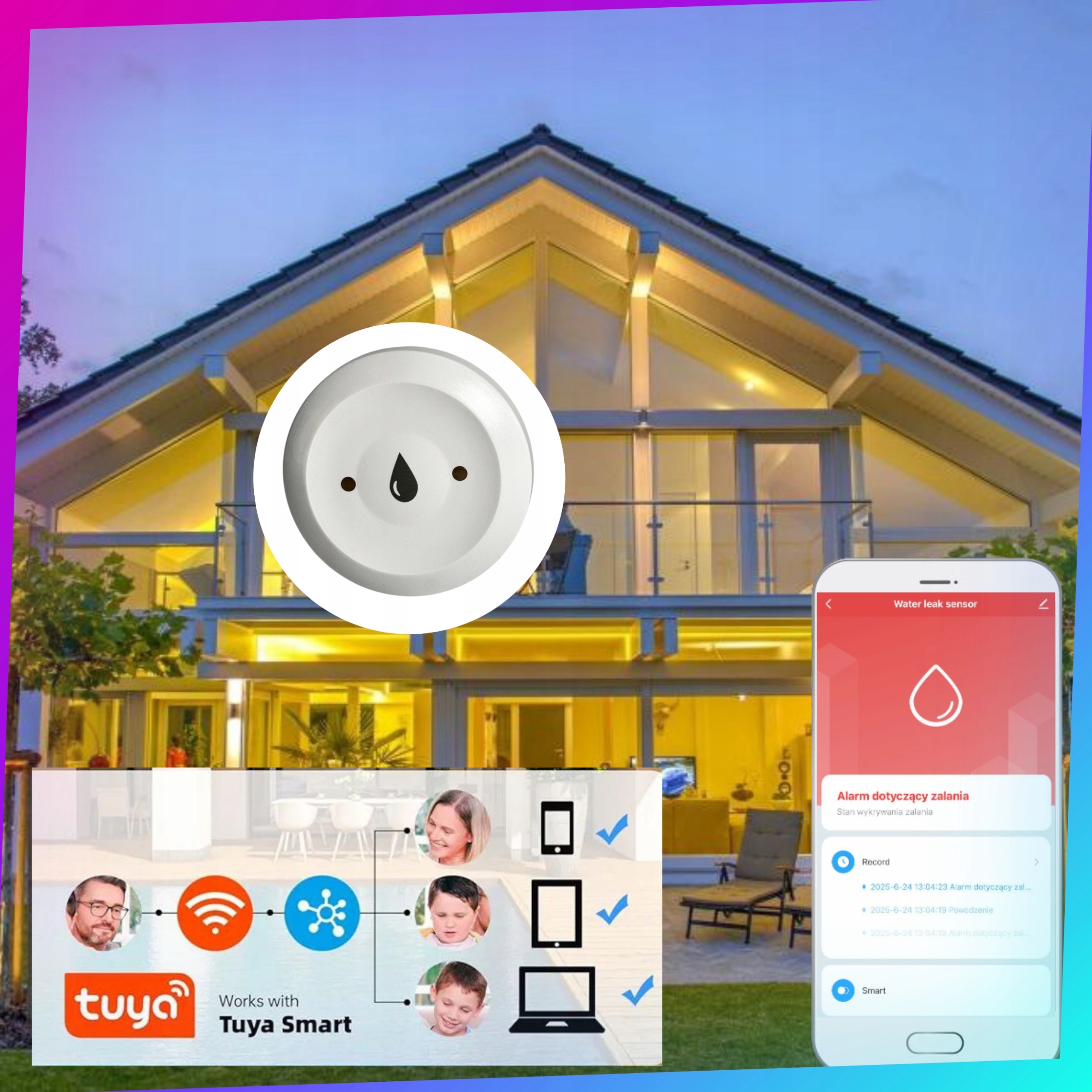 Išmanusis vandens nuotėkio jutiklis BAREX Zigbee 30 Tuya Smart Life belsilt Išmanusis vandens nuotėkio jutiklis BAREX Zigbee 30 Tuya Smart Life