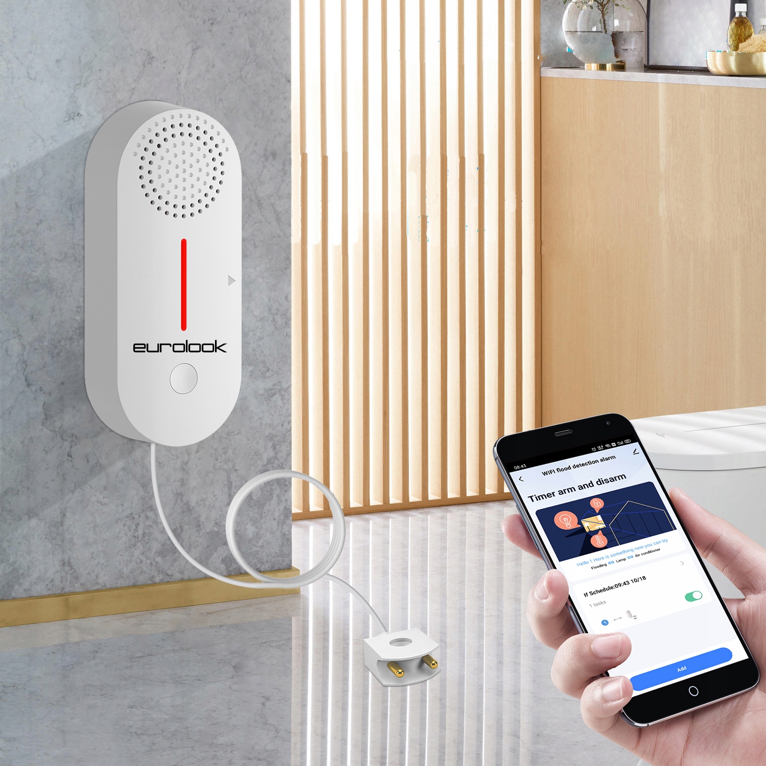 Išmanusis vandens nuotėkio jutiklis WiFi Tuya Smart Life su 100 dB garsiniu signalu belsilt Išmanusis vandens nuotėkio jutiklis Wi Fi Tuya Smart Life su 100 dB garsiniu signalu
