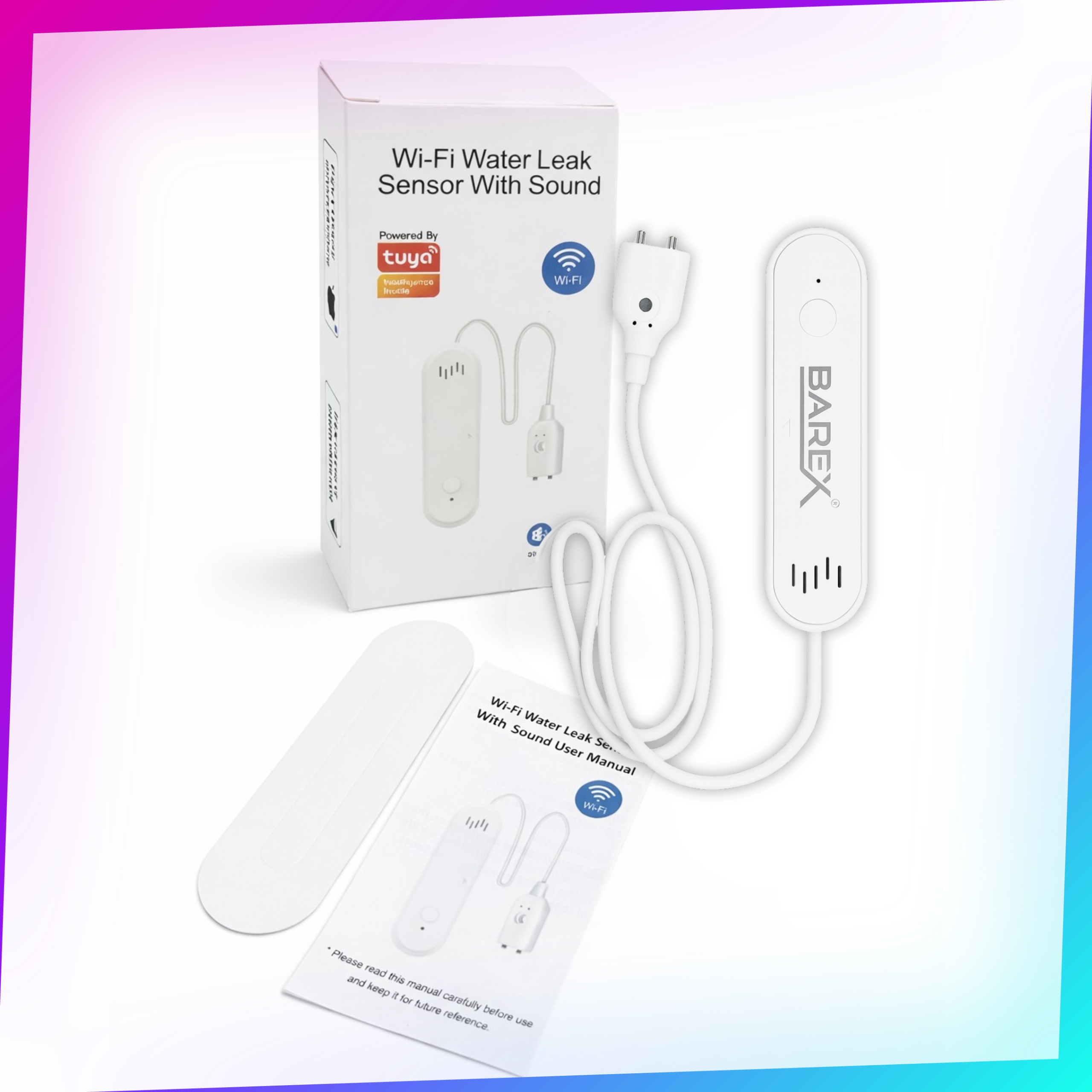 Išmanusis vandens nuotėkio jutiklis WiFi Tuya Smart Life su 80 dB garsiniu signalu virtuvės bei vonios apsaugai belsilt Išmanusis vandens nuotėkio jutiklis Wi Fi Tuya Smart Life su 80 dB garsiniu signalu virtuvės bei vonios apsaugai