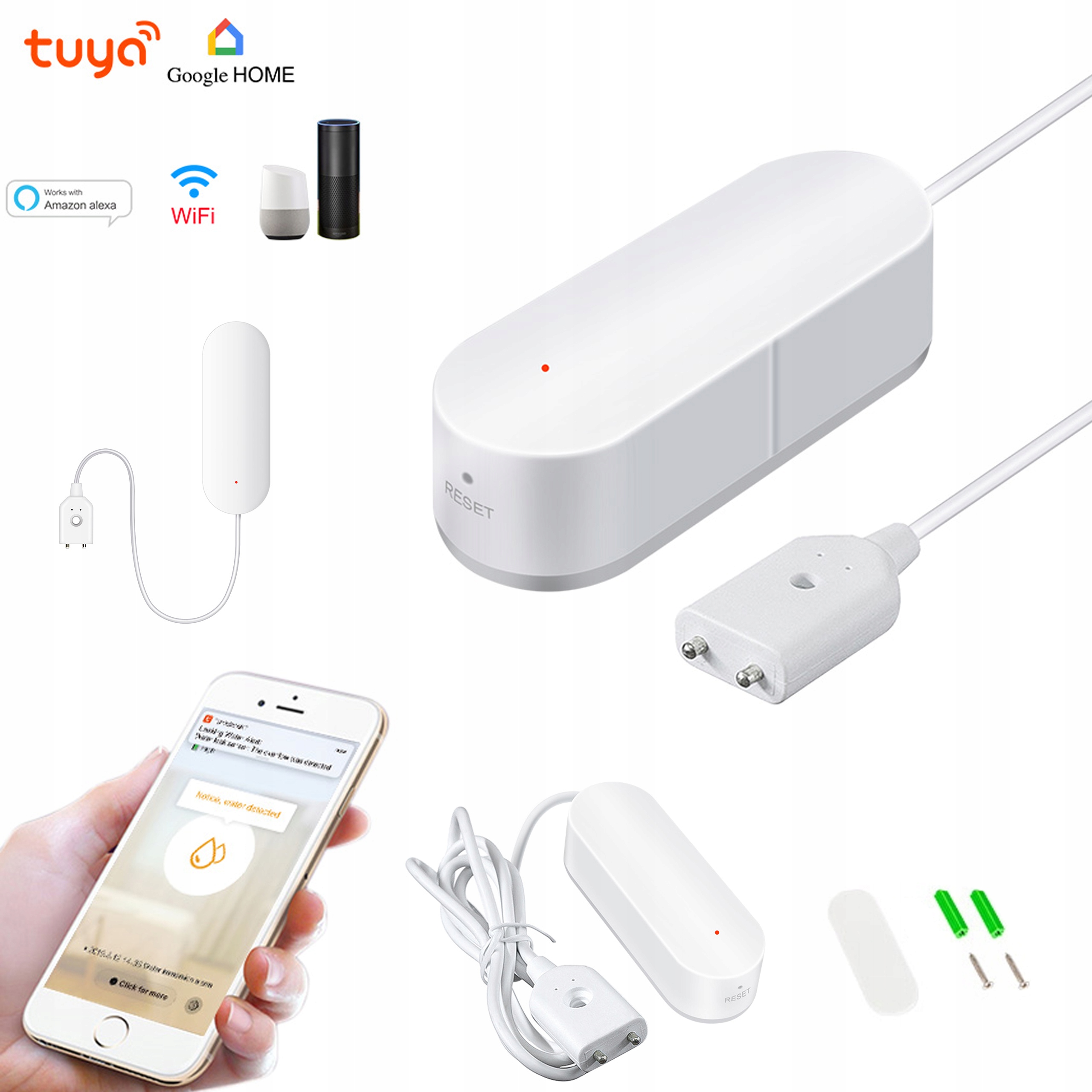 Išmanusis vandens nuotėkio jutiklis WiFi Tuya Smart Life virtuvės bei vonios apsaugai belsilt Išmanusis vandens nuotėkio jutiklis Wi Fi Tuya Smart Life virtuvės bei vonios apsaugai