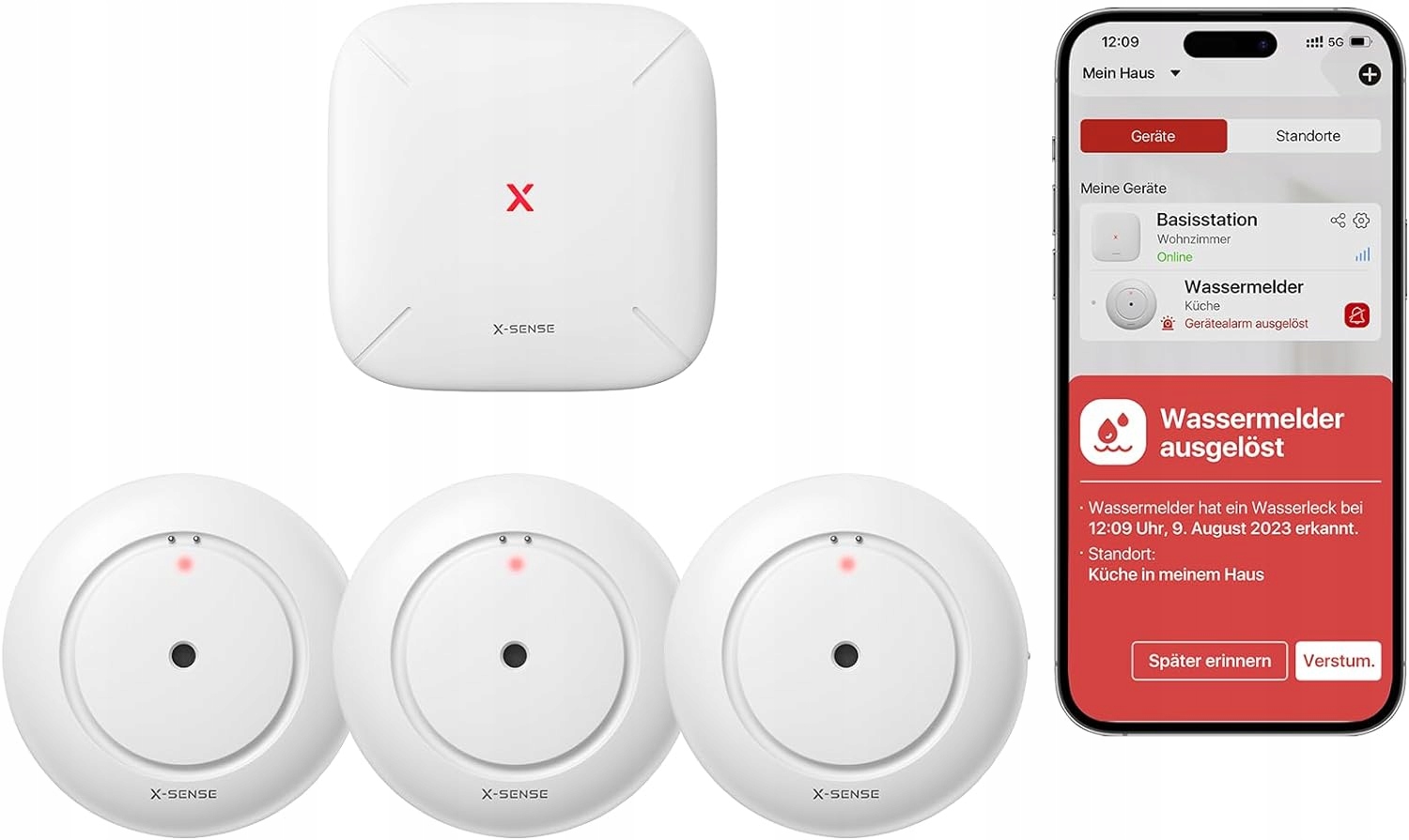 Išmanusis vandens nuotėkio jutiklis XSense SWS54 WiFi su 110 dB garsiniu signalu IP66 3 vnt rinkinys belsilt Išmanusis vandens nuotėkio jutiklis X Sense SWS54 Wi Fi su 110 dB garsiniu signalu IP66 3 vnt rinkinys