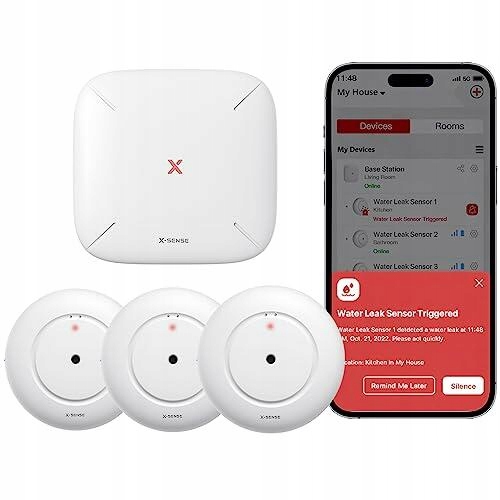 Išmanusis vandens nuotėkio jutiklis XSense SWS54 WiFi su 110 dB garsiniu signalu IP66 3 vnt rinkinys belsilt Išmanusis vandens nuotėkio jutiklis X Sense SWS54 Wi Fi su 110 dB garsiniu signalu IP66 3 vnt rinkinys