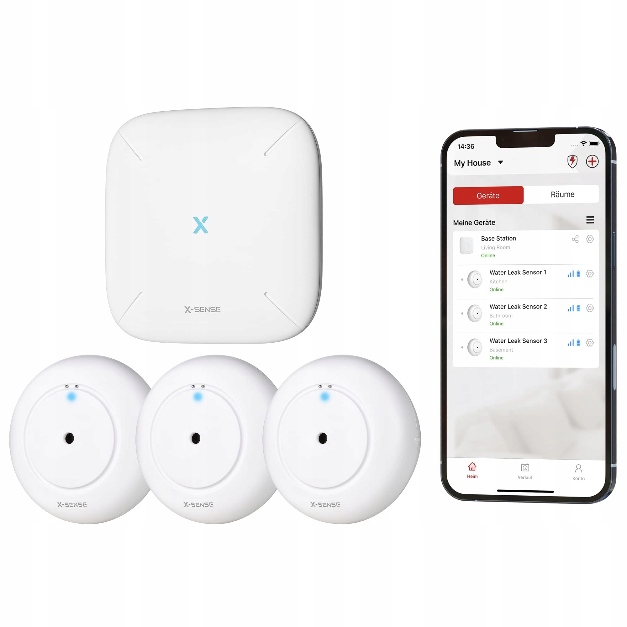 Išmanusis vandens nuotėkio jutiklis XSense SWS54 WiFi su 110 dB garsiniu signalu IP66 3 vnt rinkinys belsilt Išmanusis vandens nuotėkio jutiklis X Sense SWS54 Wi Fi su 110 dB garsiniu signalu IP66 3 vnt rinkinys