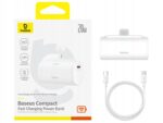 Išorinė baterija Baseus Compact IP 5000mAh 20 W baltas + USBC kabelis USBC belsilt Išorinė baterija Baseus Compact IP 5000mAh 20 W baltas + USB C kabelis USB C