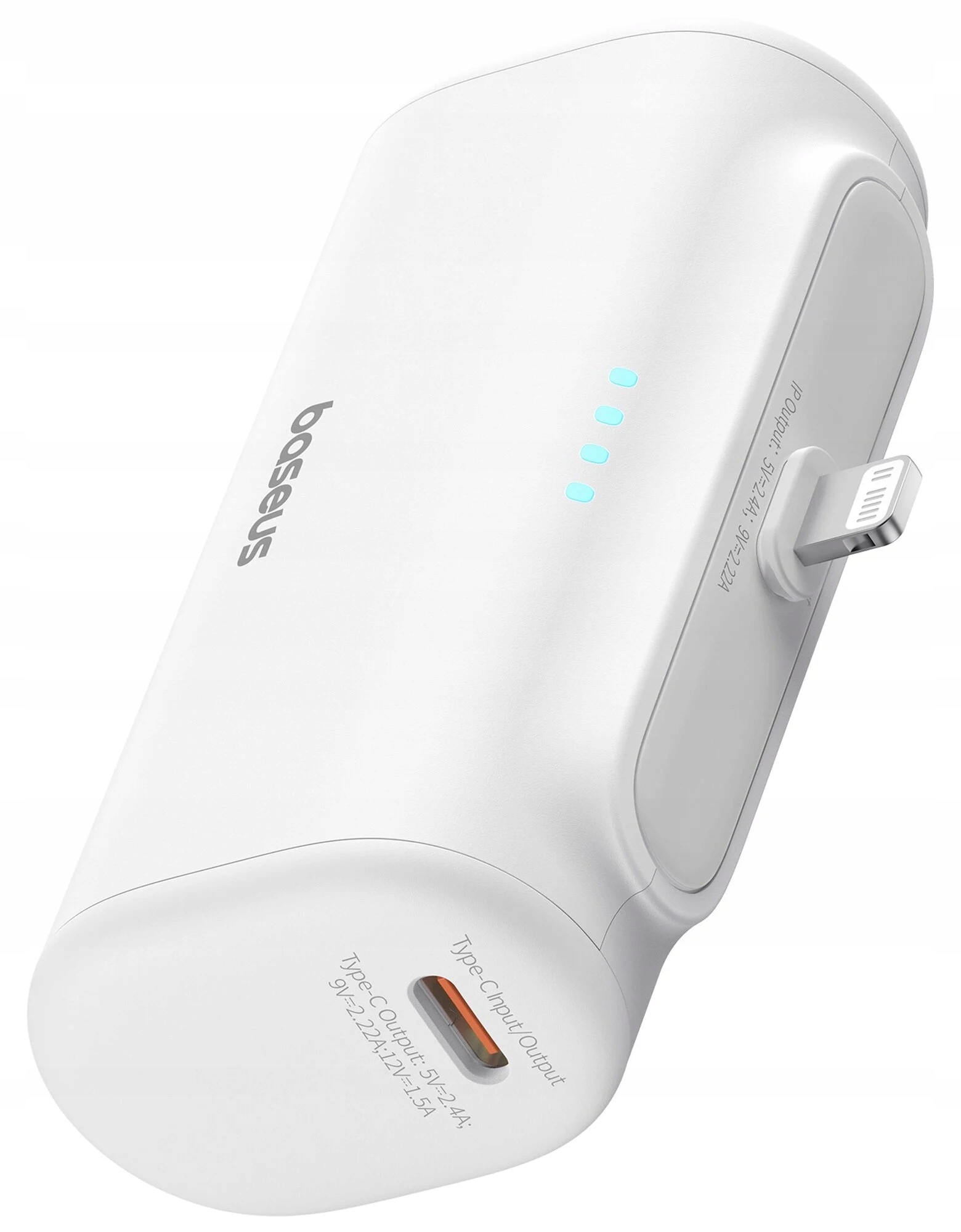 Išorinė baterija Baseus Compact IP 5000mAh 20 W baltas + USBC kabelis USBC belsilt Išorinė baterija Baseus Compact IP 5000mAh 20 W baltas + USB C kabelis USB C