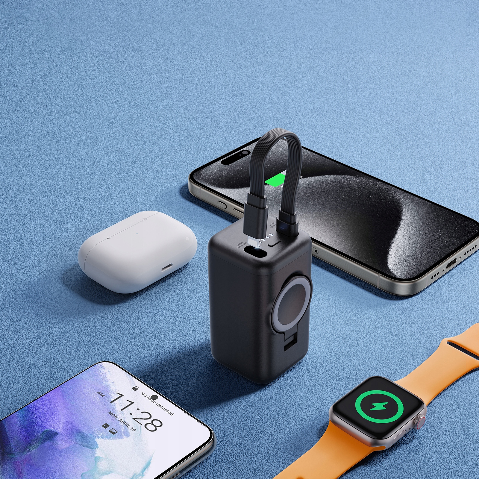 Išorinė baterija Indukcinis 5000 mAh Išorinė baterija Apple įrenginiams Watch USBC Lightning belsilt Išorinė baterija Indukcinis 5000 mAh Išorinė baterija Apple įrenginiams Watch USB C Lightning