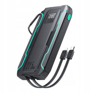 Išorinė baterija Joyroom JR L017 10000mAh 225 W su kabelis Lightning + USB C juodas