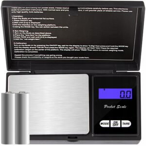 Kišeninės precizinės svarstyklės iki 500 g 001 g tikslumas apšviečiamas LCD ekranas ir taros funkcija