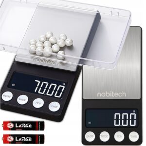 Kišeninės precizinės svarstyklės Nobitech iki 500 g 001 g tikslumas apšviečiamas LCD ekranas ir taros funkcija