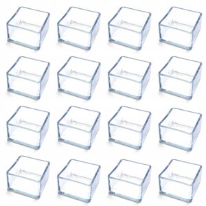Kvadratinės silikoninės kėdžių kojų apsaugos 30 × 30 mm skaidrios 16 vnt