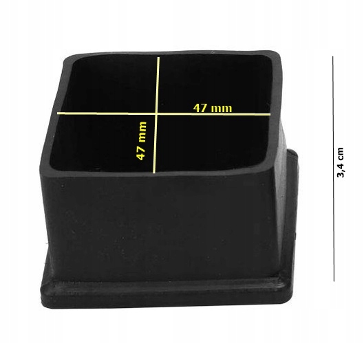 Kvadratiniai guminiai kėdžių kojų antgaliai 47 × 47 mm juodi 4 vnt belsilt Kvadratiniai guminiai kėdžių kojų antgaliai 47 × 47 mm juodi 4 vnt