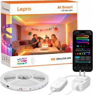 Lepro S1 išmanioji LED juosta Įvairiaspalvė Rgbic 20m LightGPM Bluetooth
