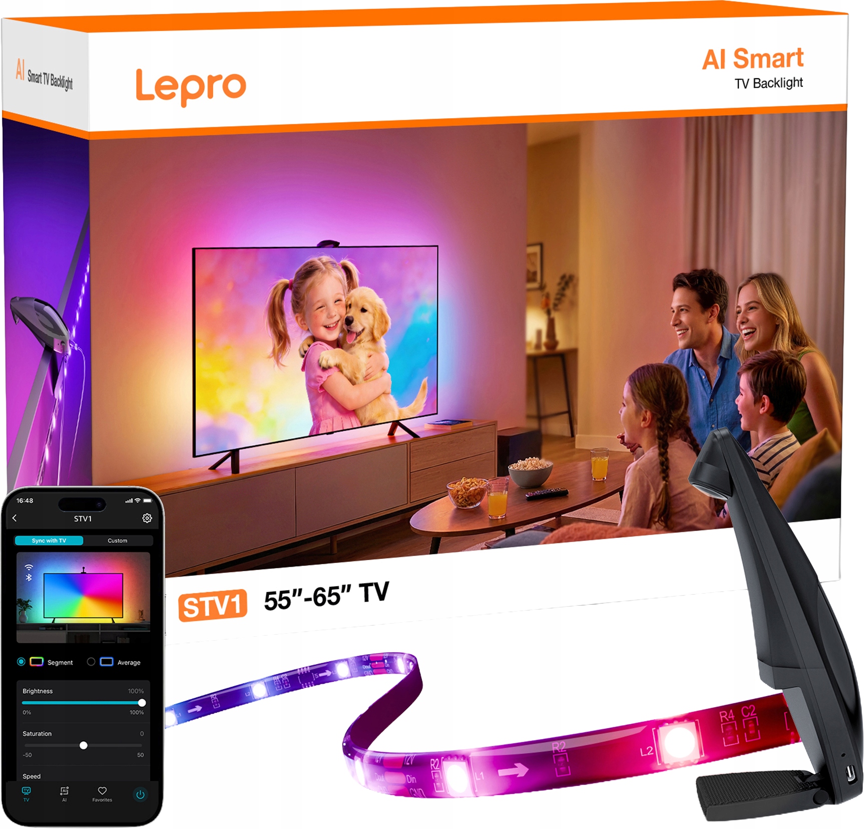 Lepro STV1 išmanioji LED juosta TV 36m Ekranu WiFi RGB belsilt Lepro STV1 išmanioji LED juosta TV 36m Ekranu Wi Fi RGB
