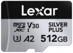 Lexar Professional Silver Plus 512GB greičiausia kortelė UHS I skirta Insta360