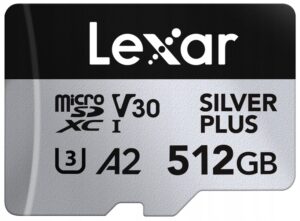 Lexar Professional Silver Plus 512GB greičiausia kortelė UHS I skirta Insta360
