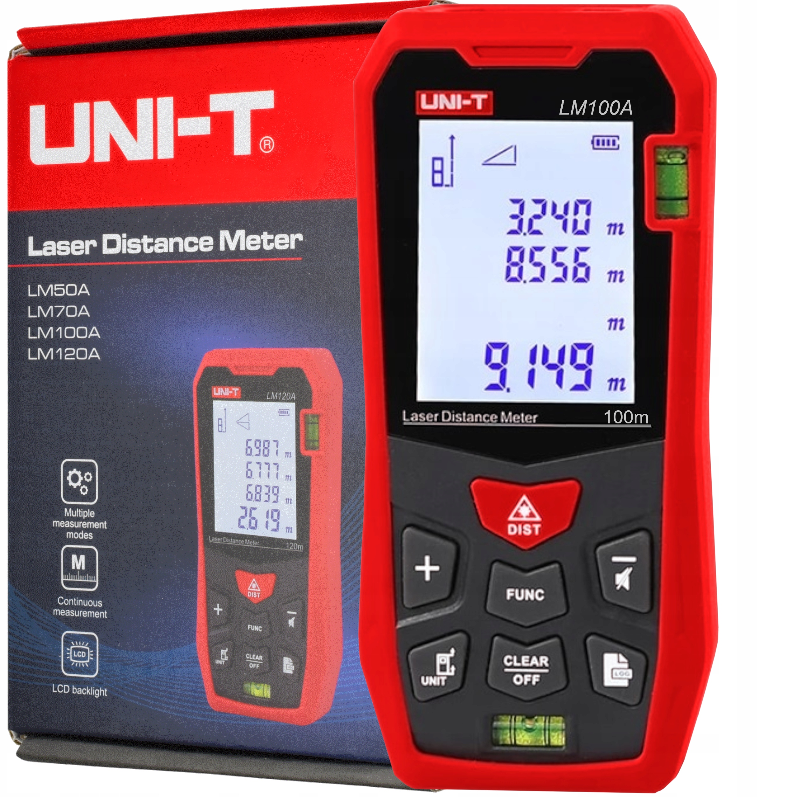 LM100A tolimatis 2 Gulsčiukai Nuotolinis matavimas 100M tvirtas Laser belsilt LM100A tolimatis 2 Gulsčiukai Nuotolinis matavimas 100M tvirtas Laser