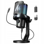 Maono DM40 Pro mikrofonas belaidis USB C AI RGB Gaming Vlogas PC PS juodas