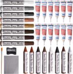 Medienos ir laminato remonto rinkinys su glaistu bei markeriais 33 dalys