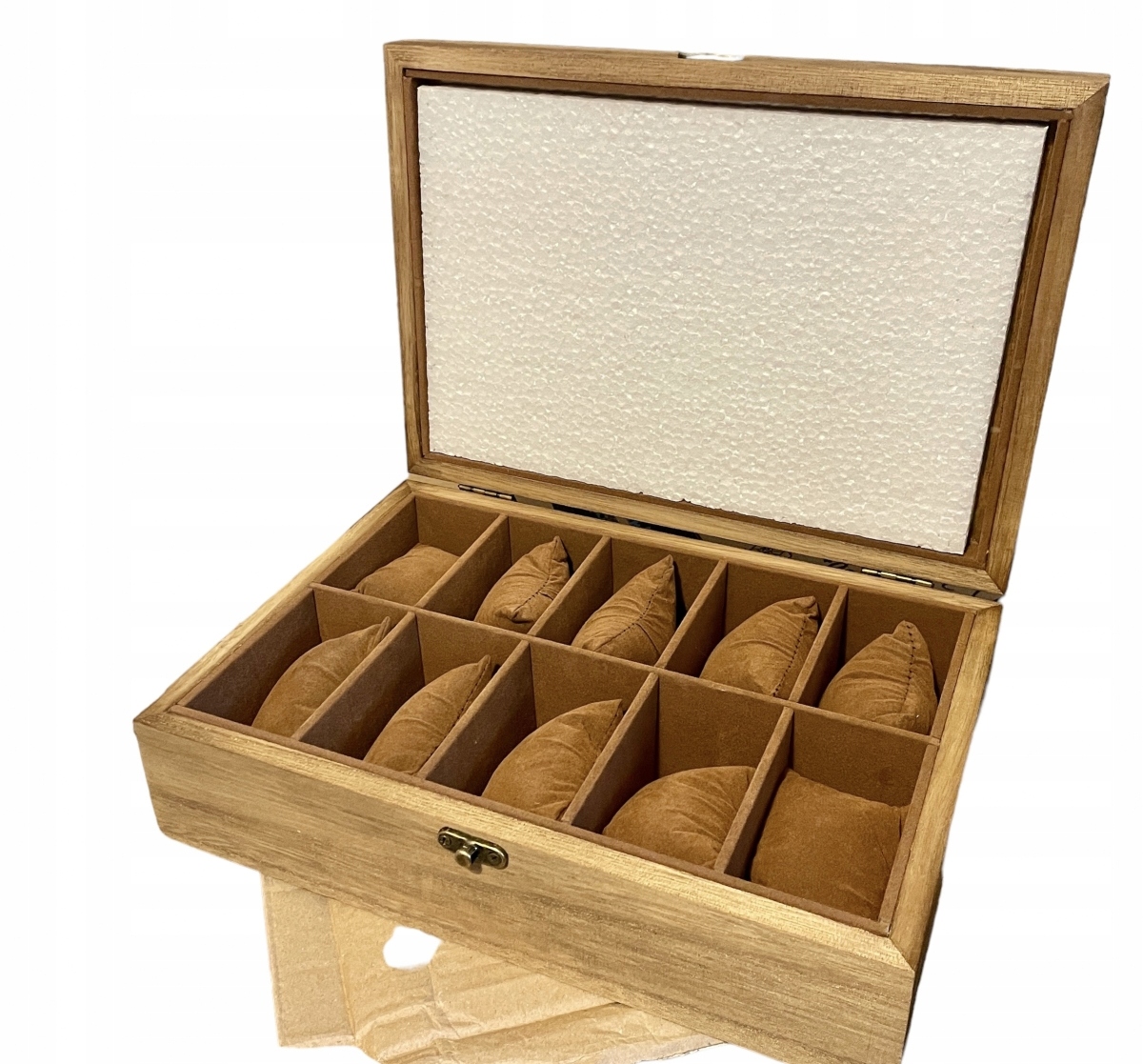 Medinė laikrodžių dėžutė 10 laikrodžiams su stikliniu dangteliu ruda 8 × 7 × 4 cm belsilt Medinė laikrodžių dėžutė 10 laikrodžiams su stikliniu dangteliu ruda 8 × 7 × 4 cm