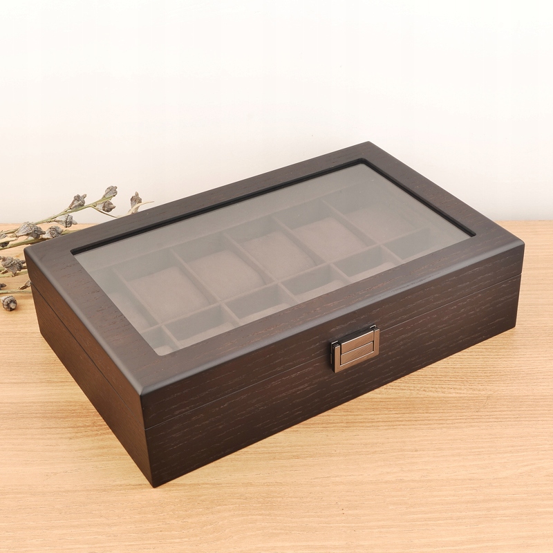 Medinė laikrodžių dėžutė 12 laikrodžiams su užraktu su vieta papuošalams 84x43cm belsilt Medinė laikrodžių dėžutė 12 laikrodžiams su užraktu su vieta papuošalams 84x43cm