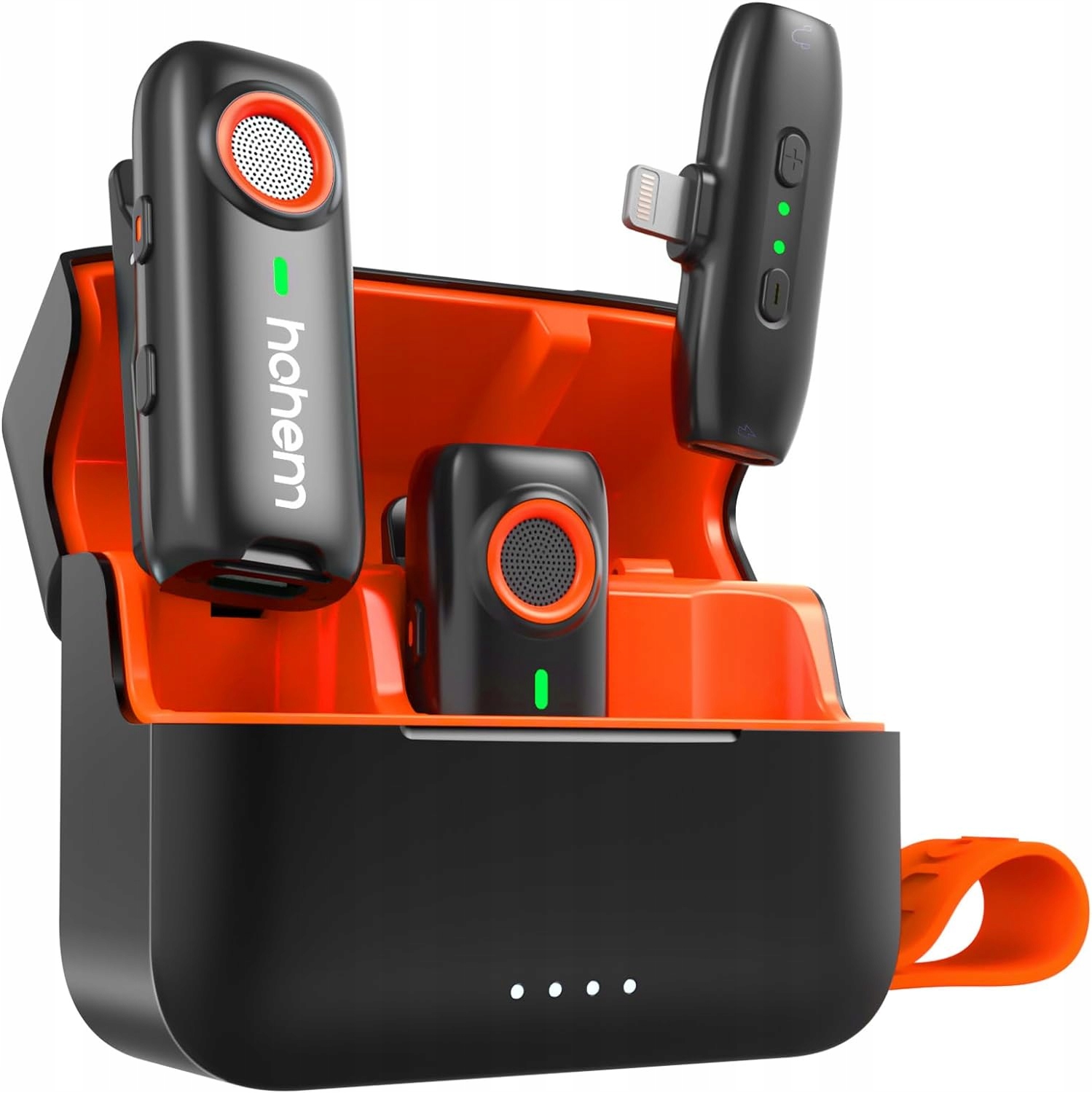 Mikrofonas belaidis +dėklas įkrovimo 2TX 1RX Hohem Mic01 Lightning juodas belsilt Mikrofonas belaidis +dėklas įkrovimo 2TX 1RX Hohem Mic 01 Lightning juodas