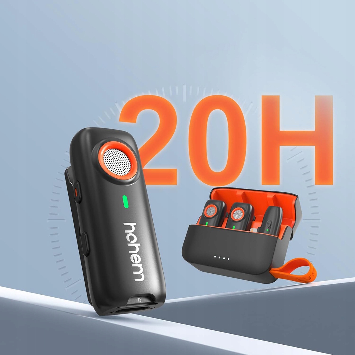 Mikrofonas belaidis +dėklas įkrovimo 2TX 1RX Hohem Mic01 Lightning juodas belsilt Mikrofonas belaidis +dėklas įkrovimo 2TX 1RX Hohem Mic 01 Lightning juodas