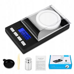 Miligraminės svarstyklės juvelyrikai iki 100 g 0001 g tikslumas LCD ekranas ir USB maitinimas
