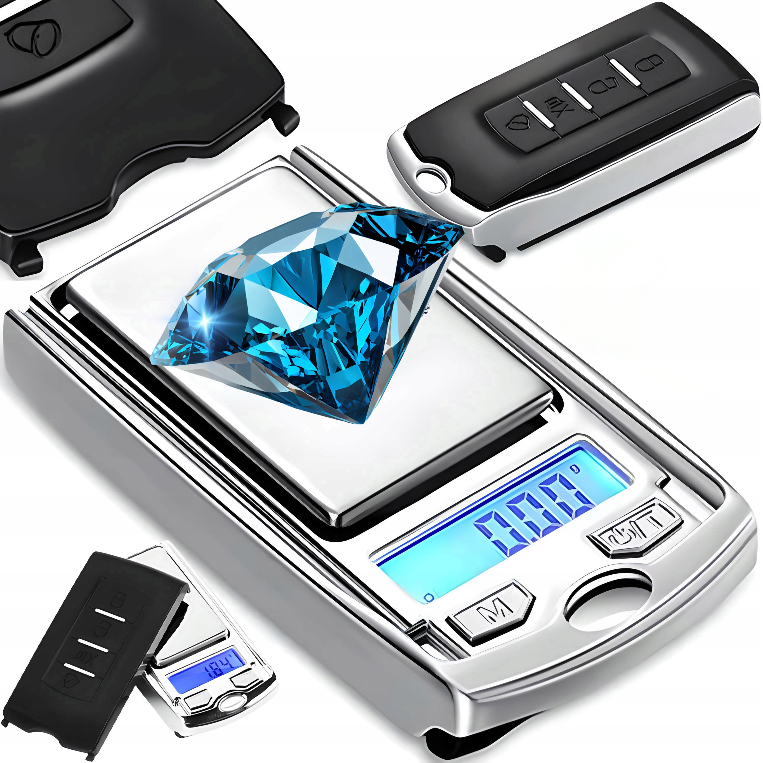 Mini juvelyrinės svarstyklės automobilio rakto formos iki 100 g 001 g tikslumas apšviečiamas LCD ekranas belsilt Mini juvelyrinės svarstyklės automobilio rakto formos iki 100 g 001 g tikslumas apšviečiamas LCD ekranas
