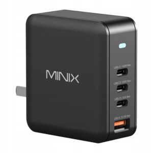 Minix NEO P165 įkroviklis GaN 165 W 3x USB C USB A PD 31 140 W EU UK US Pps