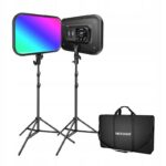 NEEWER RGB168 studijinio apšvietimo rinkinys  2 LED lempos ir 200 cm stovai