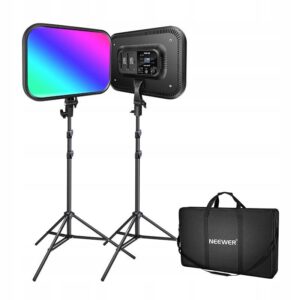 NEEWER RGB168 studijinio apšvietimo rinkinys  2 LED lempos ir 200 cm stovai